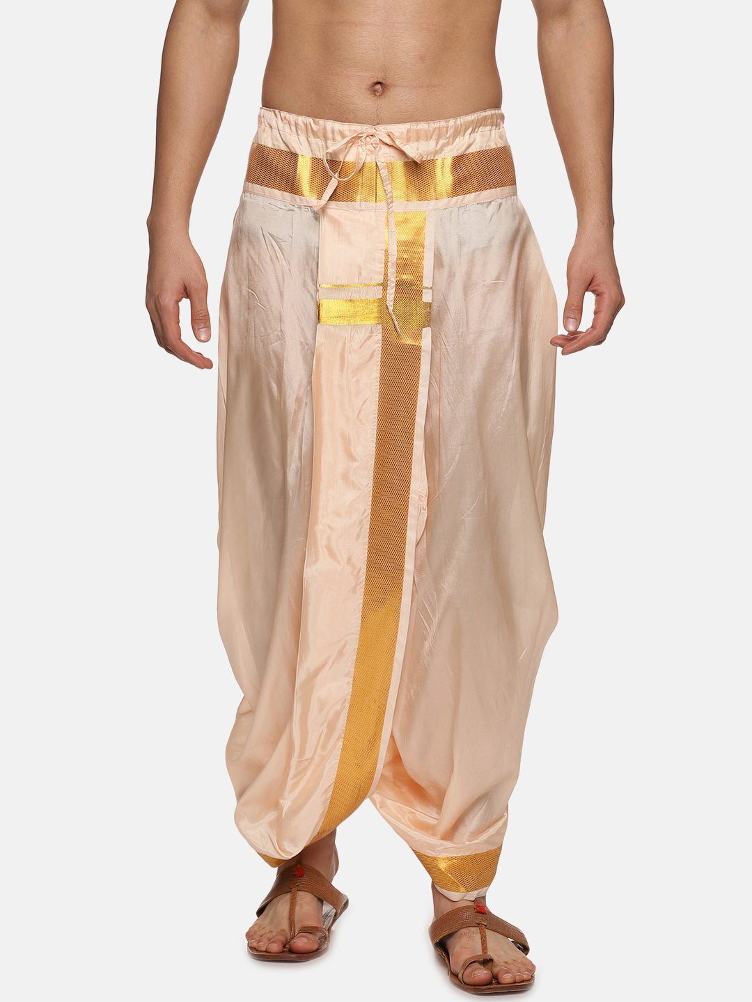 Men Silk Touch Gold Zari Dhoti Pant