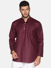 Men Slub Cotton Solid Colour Short Kurta