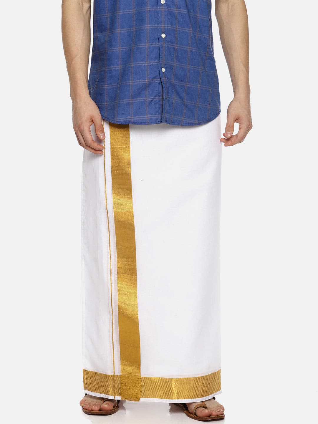 Men White Colour Cotton Readymade Pocket Dhoti