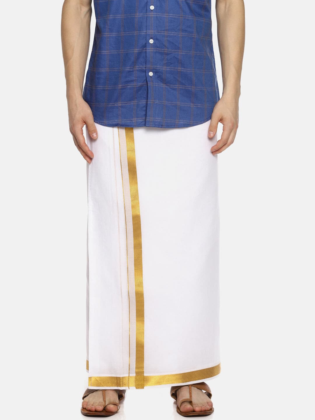 Men White Colour Cotton Readymade Pocket Dhoti