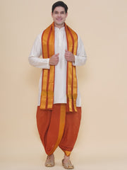 Men Cotton Colour DhotiPant And Matching Angavastram Set