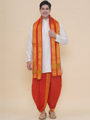 Men Cotton Colour DhotiPant And Matching Angavastram Set