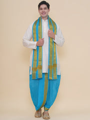 Men Cotton Colour DhotiPant And Matching Angavastram Set