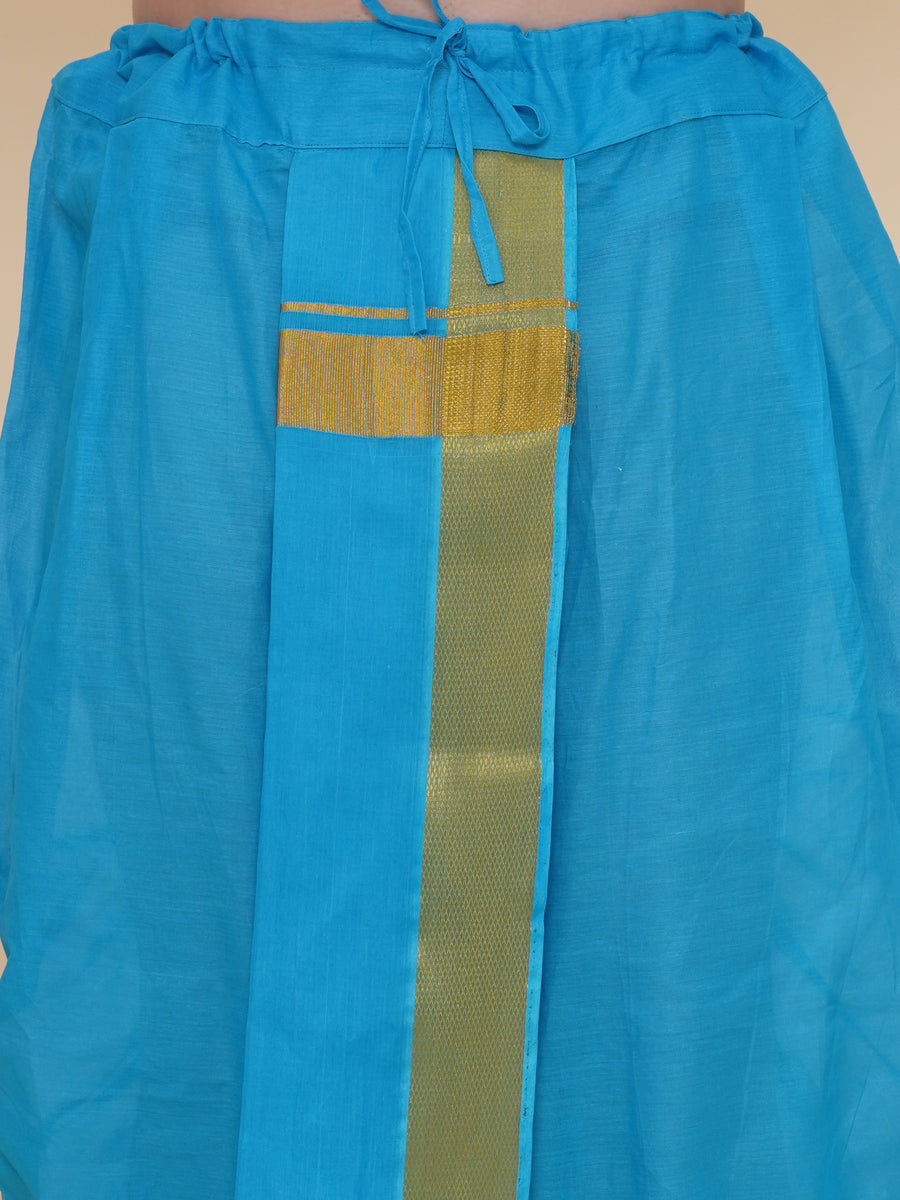 Men Cotton Colour DhotiPant And Matching Angavastram Set