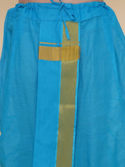 Mens Silk Cotton Kurta DhotiPant And Angavastram Set