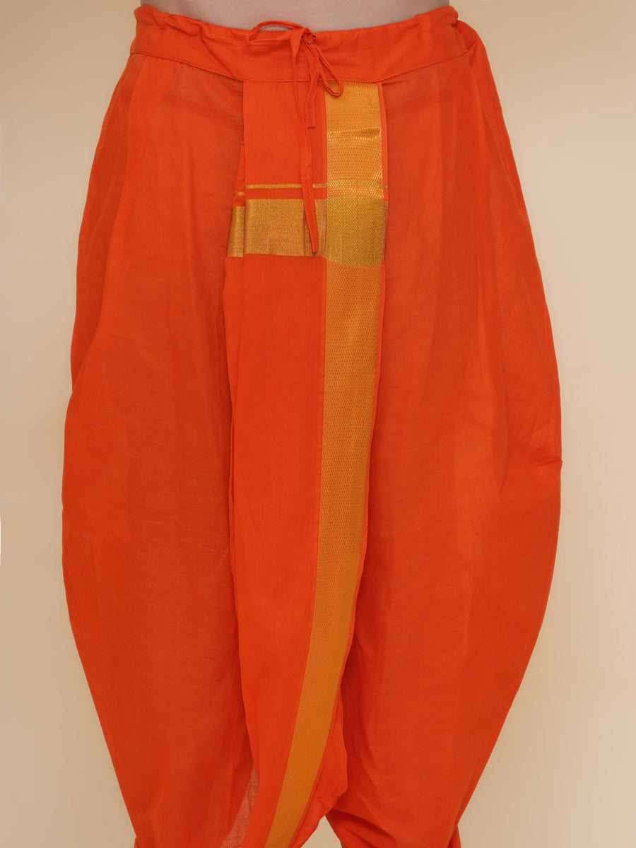 Mens Silk Cotton Kurta DhotiPant And Angavastram Set