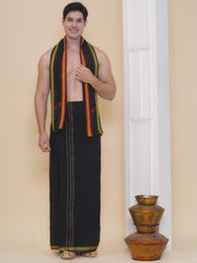 Men 50K Cotton Colour Dhoti With Angavastram Set