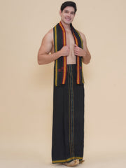 Men 50K Cotton Colour Dhoti With Angavastram Set