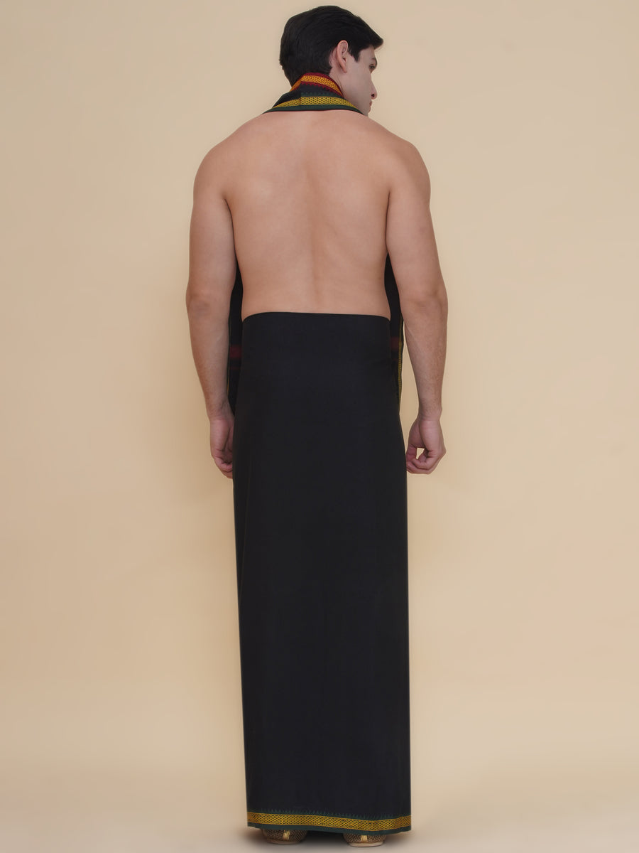 Men 50K Cotton Colour Dhoti With Angavastram Set