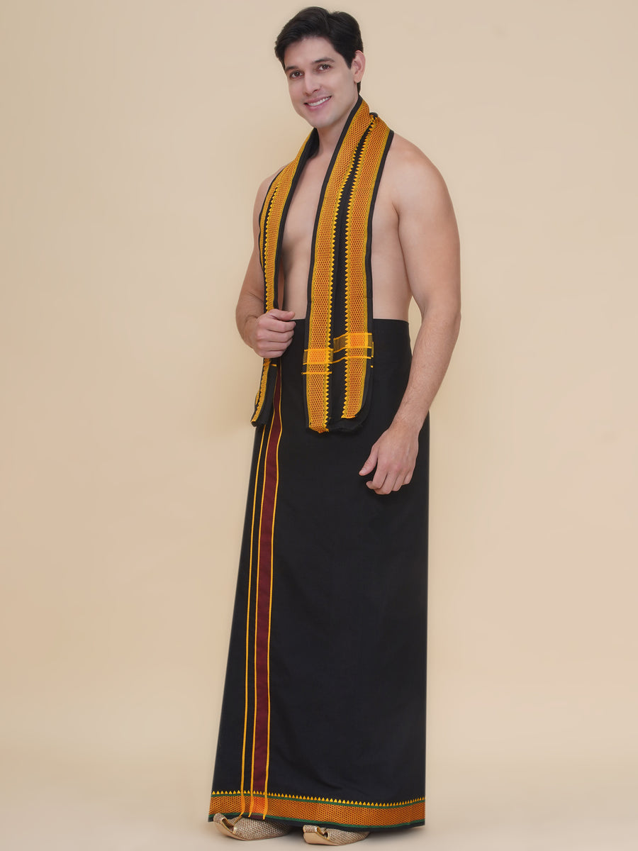 Mens 30K Cotton Colour Dhoti And Angavastram Set