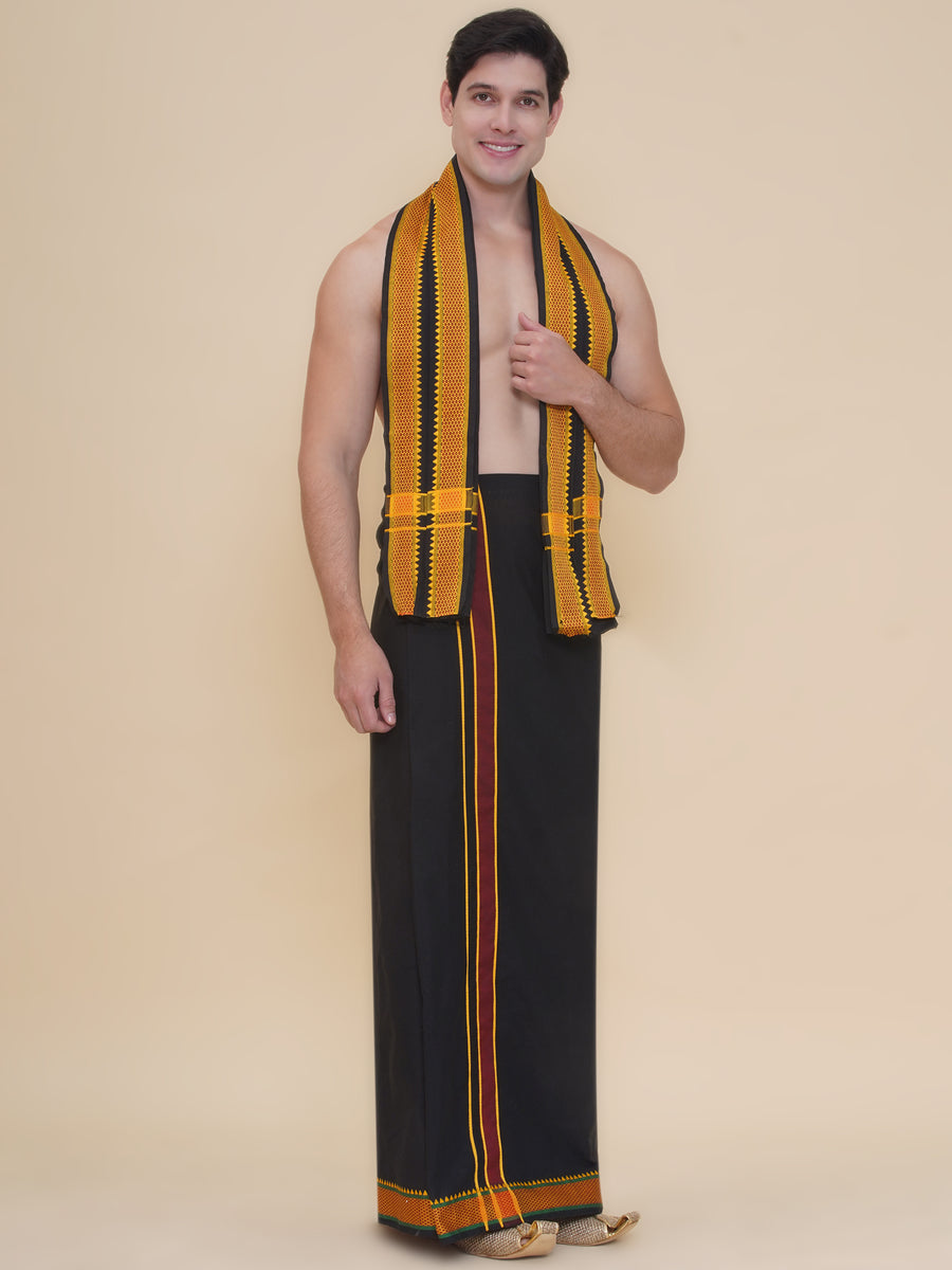 Mens 30K Cotton Colour Dhoti And Angavastram Set