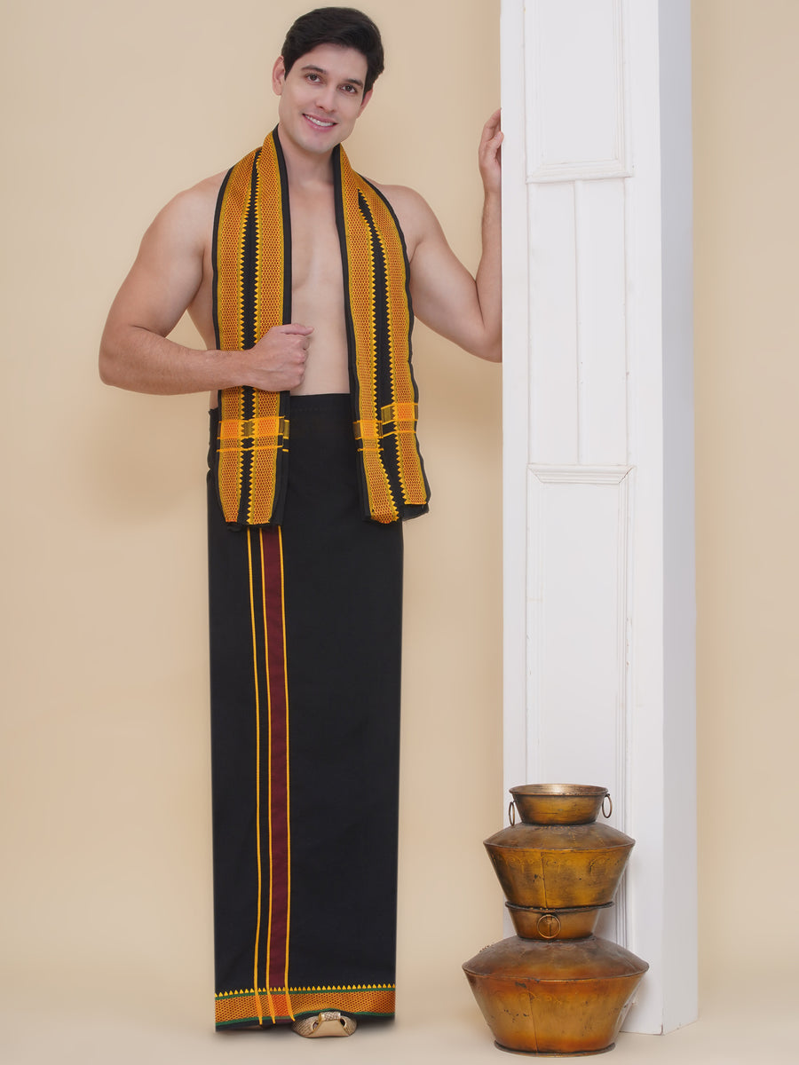 Mens 30K Cotton Colour Dhoti And Angavastram Set