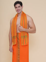 Mens 30K Cotton Colour Dhoti And Angavastram Set