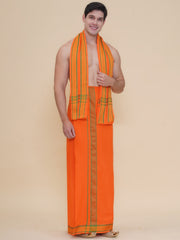 Mens 30K Cotton Colour Dhoti And Angavastram Set