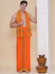 Mens 30K Cotton Colour Dhoti And Angavastram Set