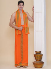 Mens 30K Cotton Colour Dhoti And Angavastram Set