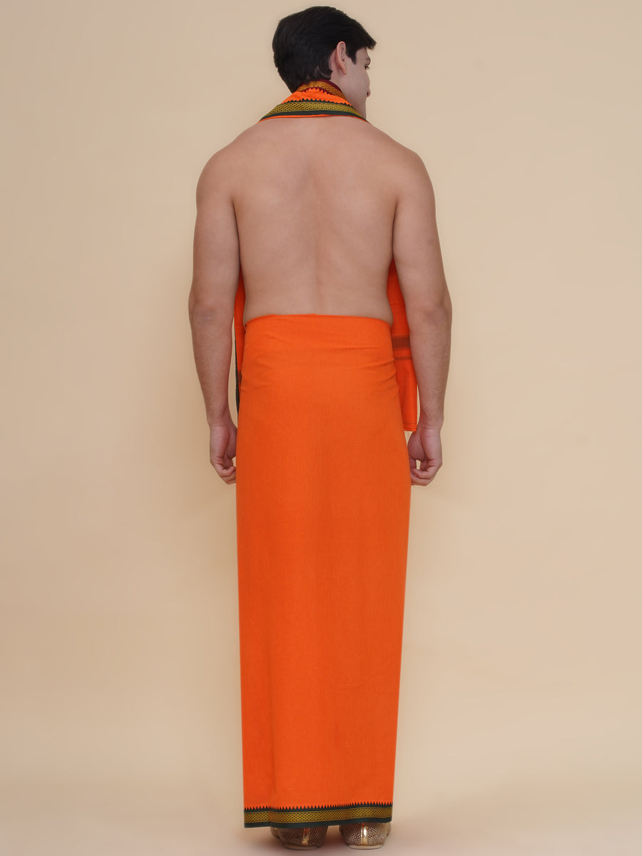 Men 50K Cotton Colour Dhoti With Angavastram Set