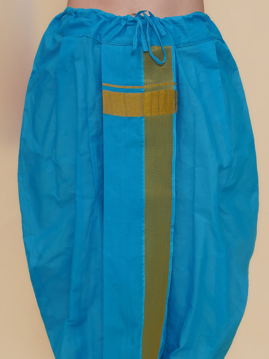 Men Cotton Colour DhotiPant And Matching Angavastram Set