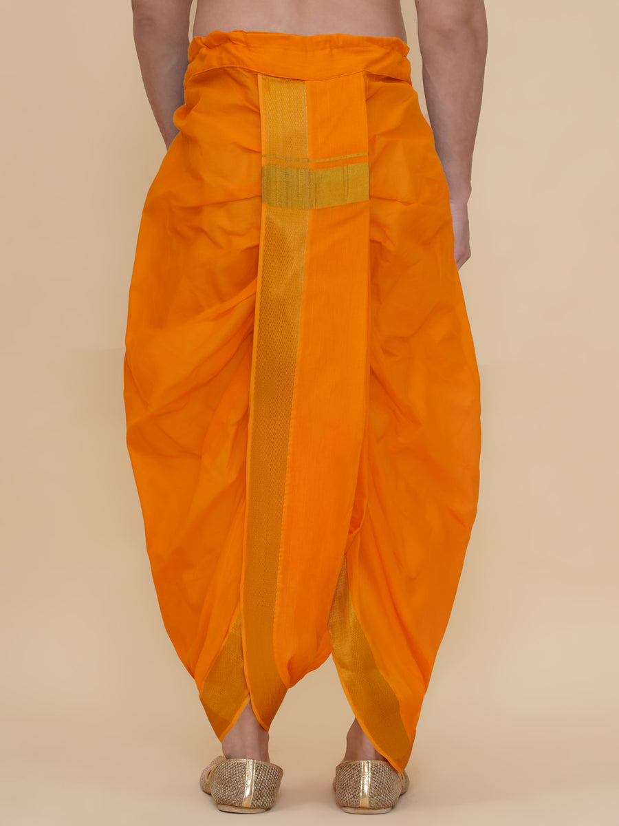 Men Cotton Colour DhotiPant And Matching Angavastram Set