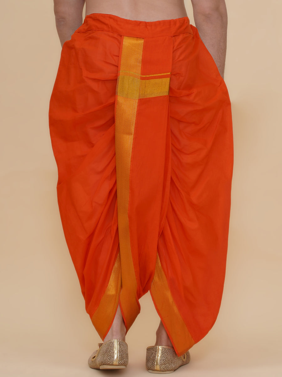 Men Cotton Colour DhotiPant And Matching Angavastram Set