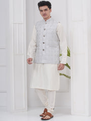Mens Readymade Silk Cotton Kurta Pyjama And Nehru Jacket.