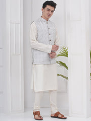 Mens Readymade Silk Cotton Kurta Pyjama And Nehru Jacket.