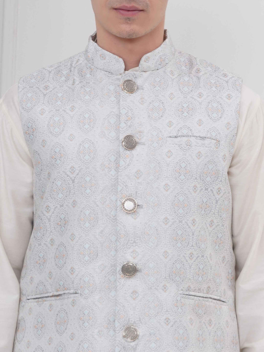 Mens Readymade Silk Cotton Kurta Pyjama And Nehru Jacket.
