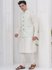 Mens Readymade Silk Cotton Kurta Pyjama And Nehru Jacket.