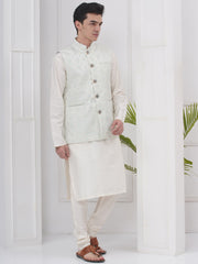 Mens Readymade Silk Cotton Kurta Pyjama And Nehru Jacket.