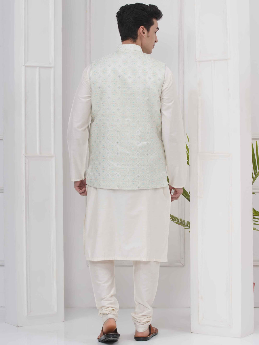Mens Readymade Silk Cotton Kurta Pyjama And Nehru Jacket.