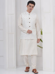 Mens Readymade Silk Cotton Kurta Pyjama And Nehru Jacket.