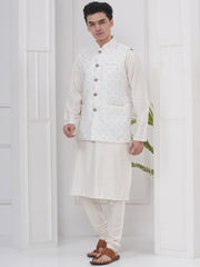 Mens Readymade Silk Cotton Kurta Pyjama And Nehru Jacket.