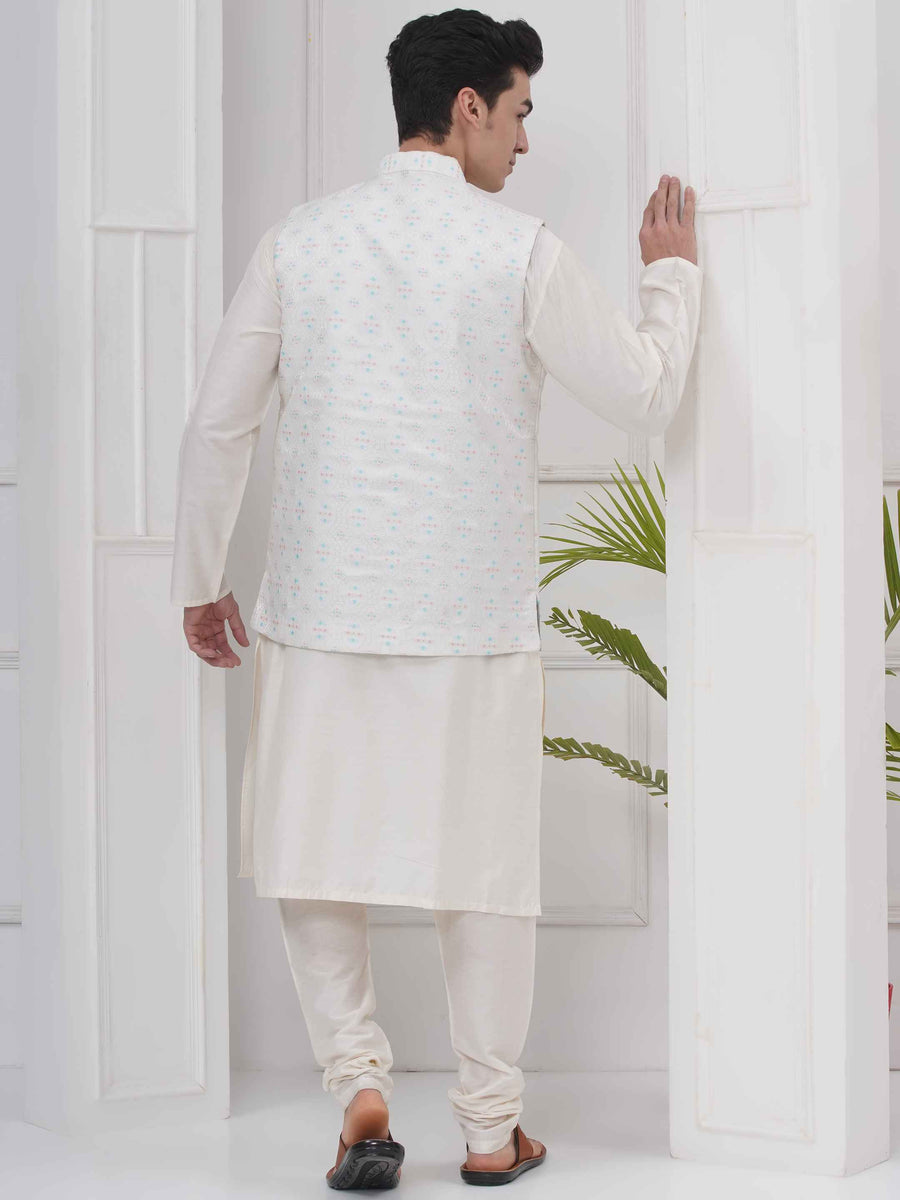 Mens Readymade Silk Cotton Kurta Pyjama And Nehru Jacket.