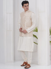 Mens Readymade Silk Cotton Kurta Pyjama And Nehru Jacket.