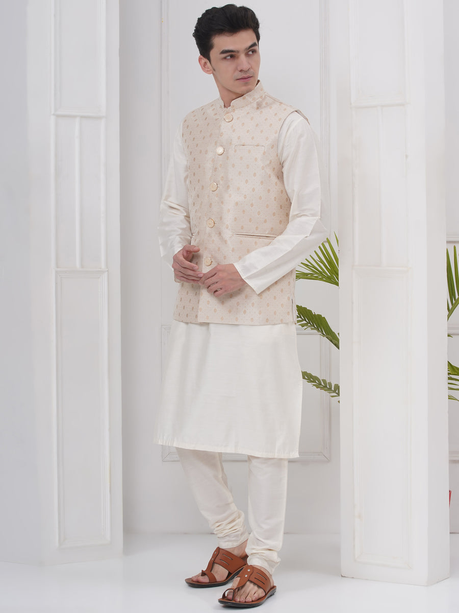 Mens Readymade Silk Cotton Kurta Pyjama And Nehru Jacket.