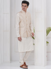 Mens Readymade Silk Cotton Kurta Pyjama And Nehru Jacket.