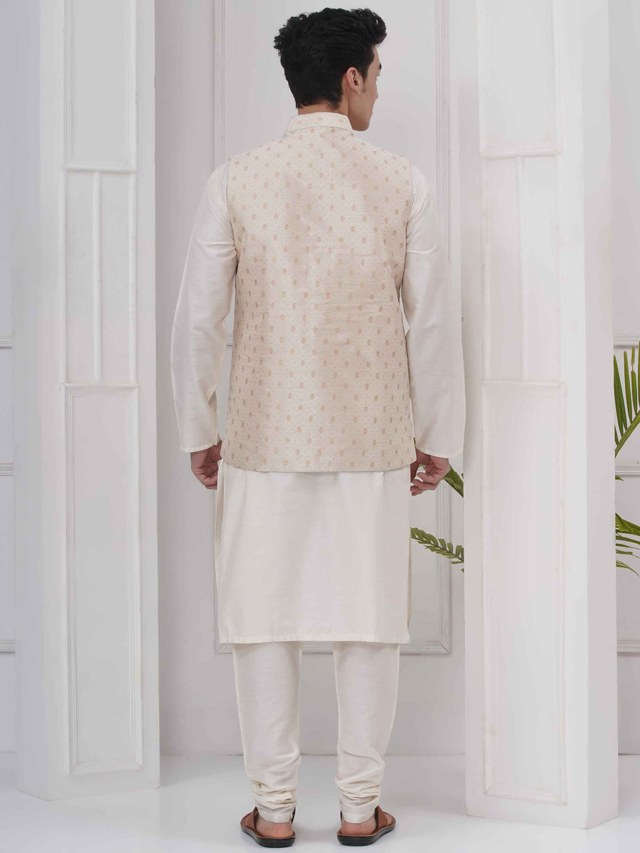 Mens Readymade Silk Cotton Kurta Pyjama And Nehru Jacket.