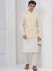 Mens Readymade Silk Cotton Kurta Pyjama And Nehru Jacket.