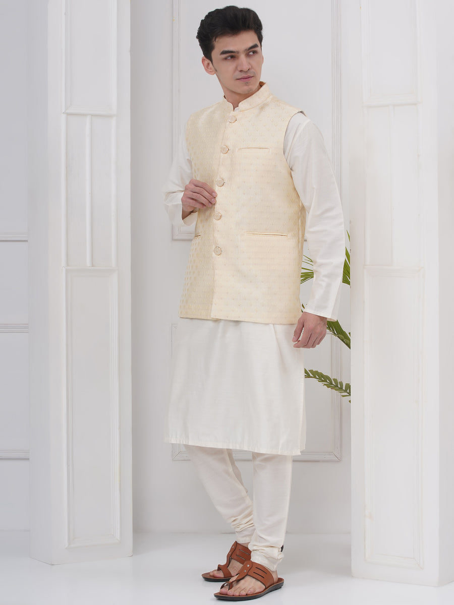 Mens Readymade Silk Cotton Kurta Pyjama And Nehru Jacket.