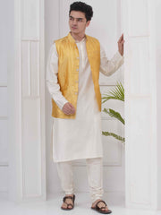 Mens Readymade Silk Cotton Kurta Pyjama And Nehru Jacket.