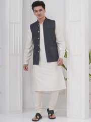 Mens Readymade Silk Cotton Kurta Pyjama And Nehru Jacket.