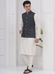 Mens Readymade Silk Cotton Kurta Pyjama And Nehru Jacket.