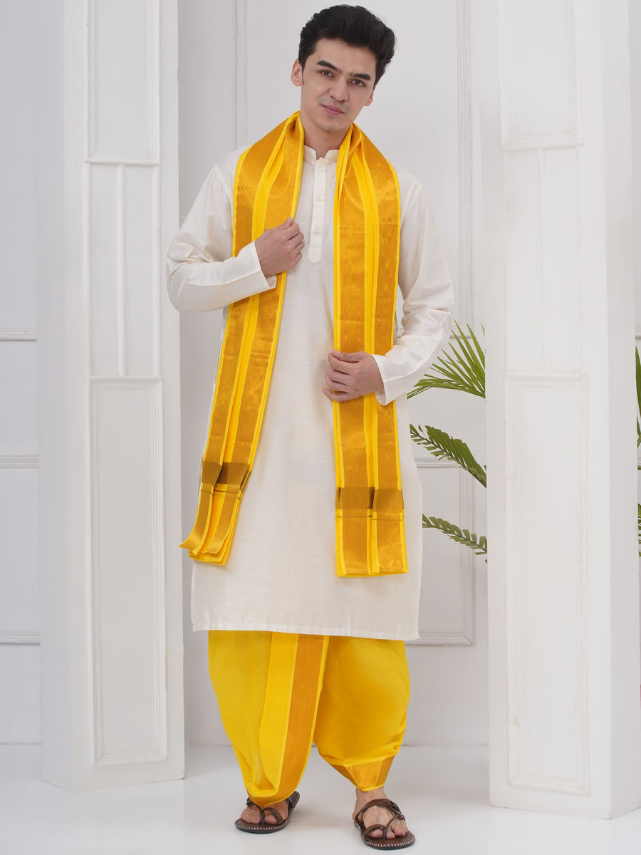Mens Readymade Kurta DhotiPant With Angavastram Set