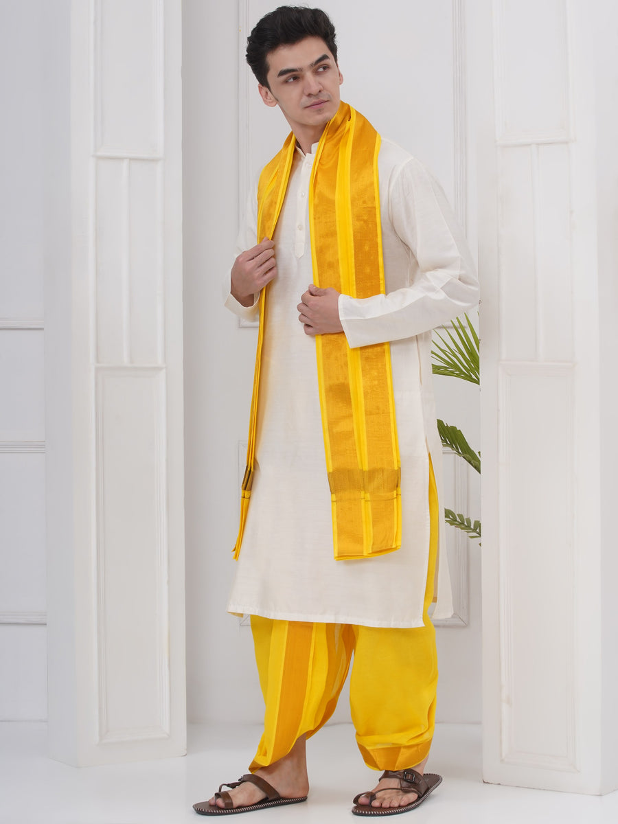 Mens Readymade Kurta DhotiPant With Angavastram Set