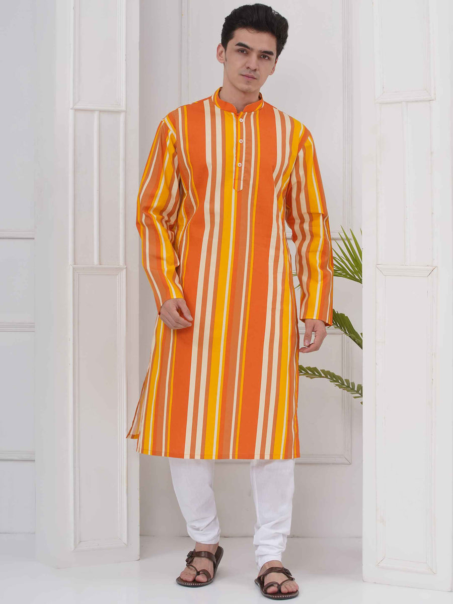 Mens Readymade Cotton Popline Print Kurta And Pyjama with Nehru Jacket