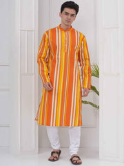 Mens Readymade Cotton Popline Print Kurta And Pyjama with Nehru Jacket