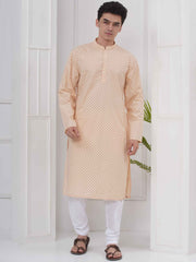 Mens Readymade Cotton Popline Print Kurta And Pyjama with Nehru Jacket