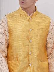 Mens Readymade Cotton Popline Print Kurta And Pyjama with Nehru Jacket