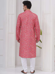 Mens Readymade Cotton Popline Print Kurta And Pyjama Set