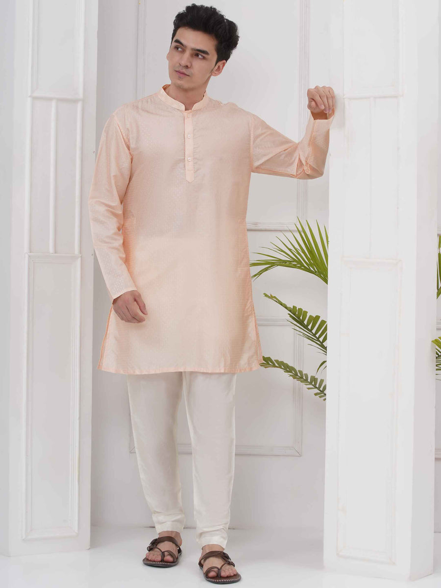 Mens Readymade Cotton Popline Print Kurta And Pyjama with Nehru Jacket